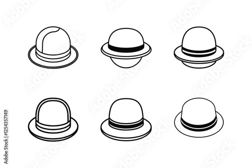 bowler hat line art vector illustration