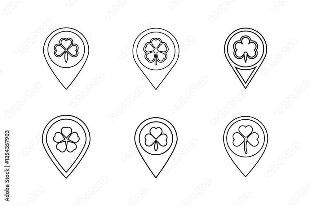 clover pin icon line art vector illustration clover pin icon line art vector illustration