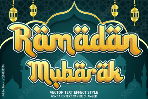 ramadan mubarak arabic typography editable text effect font style template design background