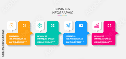 Vector infographic label template with icons. 4 options or steps. Infographics for business concept. Can be used for info graphics, flow charts, presentations, web sites, banners, printed materials.