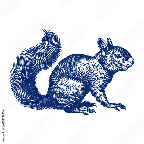 Hand drawn squirrel vintage woodcut drawing vector