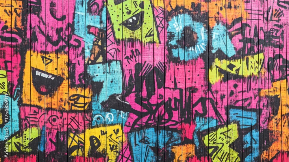 Obraz premium Colorful urban street art graffiti walls and artistic expression