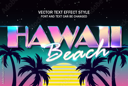 hawaii beach sunset vibes typography editable text effect font style template background design