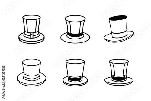 top hat icon line art vector illustration