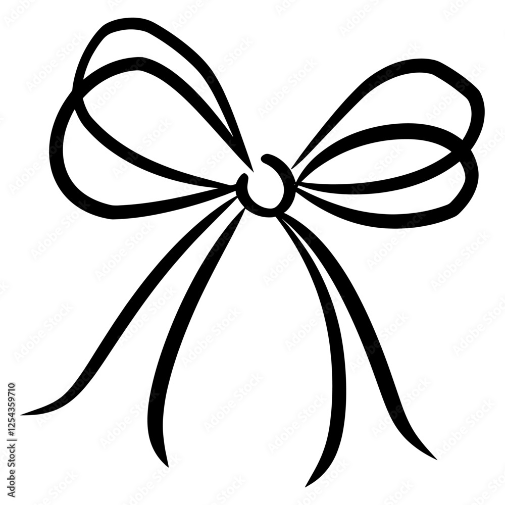 Tiny swirl bow ribbon art minimalist black vector Tiny swirl bow ribbon art minimalist black vector