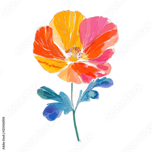 vectorPoppy illustration watercolor painting
