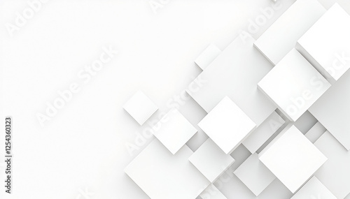 White geometric abstract background with 3D cubes and lines