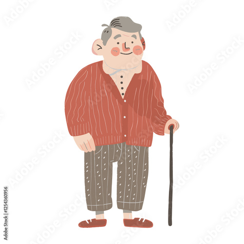 Senior Walker boy illustration character cartoon vector