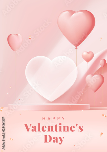 Valentine's Day poster design flesh colored love balloons on flesh colored background