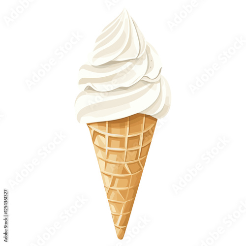 Ice cream cone dessert delicious vanilla vector
