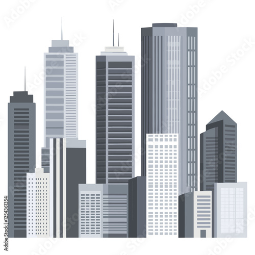 Grey skyscrapers architecture illustration buildings vector