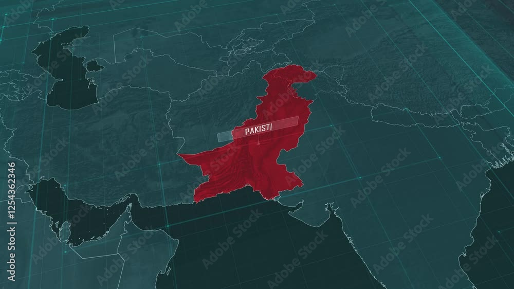 Zoom in to the map of Pakistan, with text and textless
