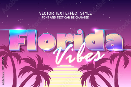 florida beach sunset vibes typography editable text effect font style template background design