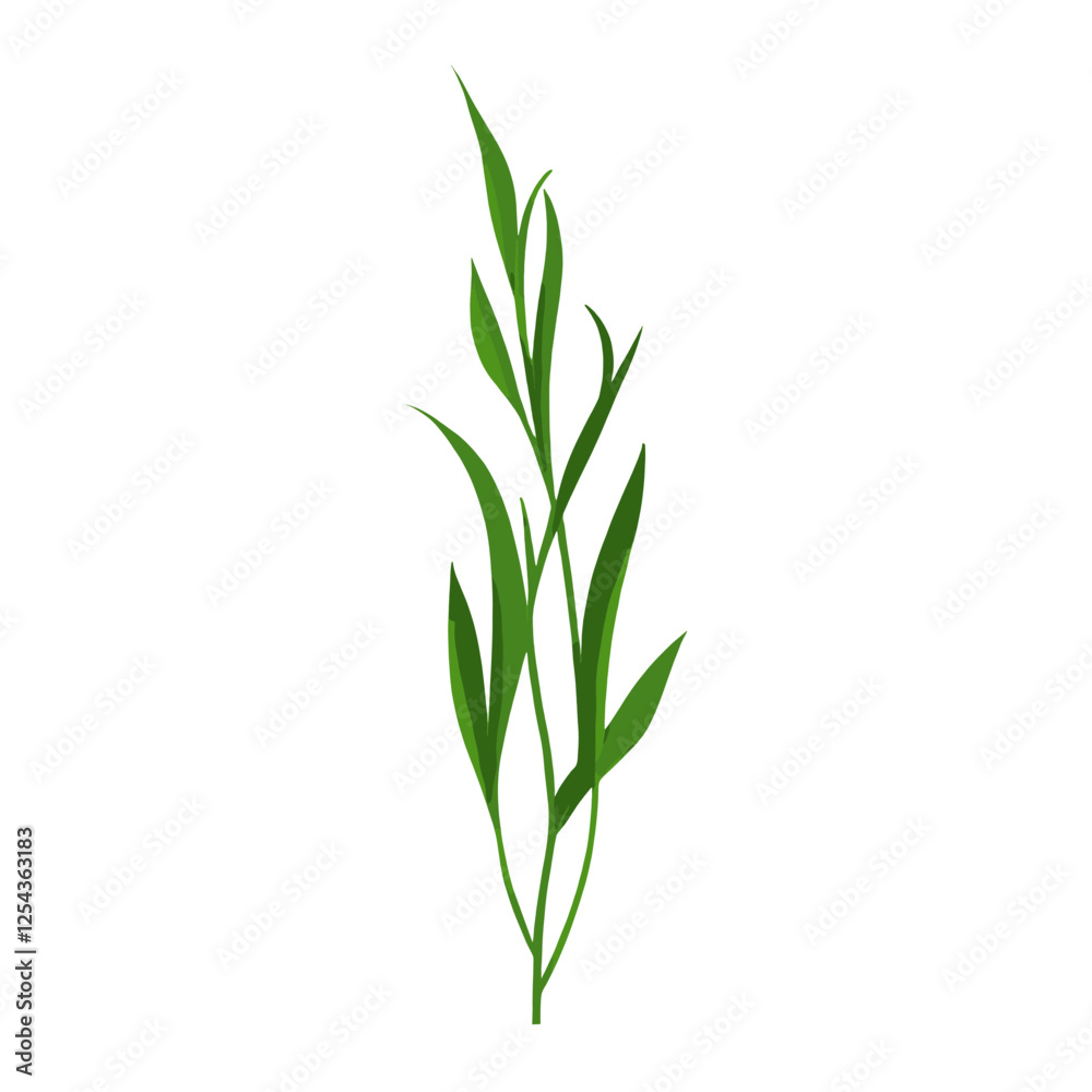 Fototapeta premium Flat vector of green grass plant leaf illustration vector