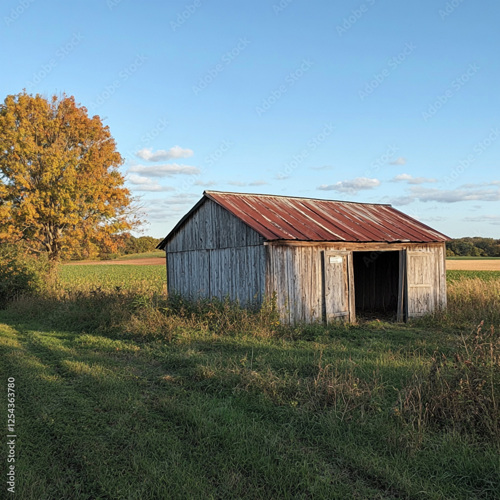 old barn in the field