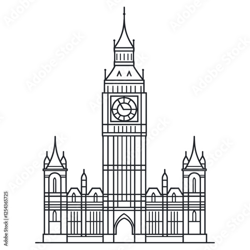 Big ben architecture illustration tower vector