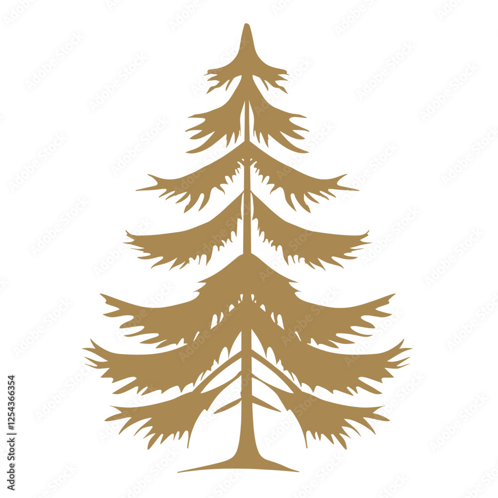 Fototapeta premium Aesthetic pine tree logo silhouette gold illustration vector