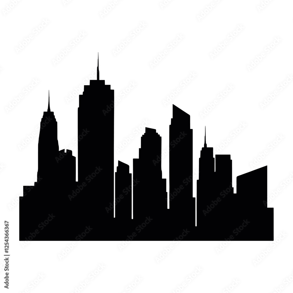 Naklejka premium Skyscraper silhouette architecture illustration vector