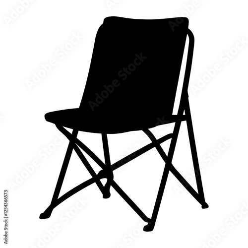 Folding chair silhouette simple black vector