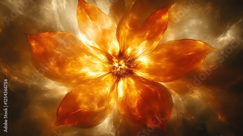 Fiery Abstract Flower Glowing Brightly photo