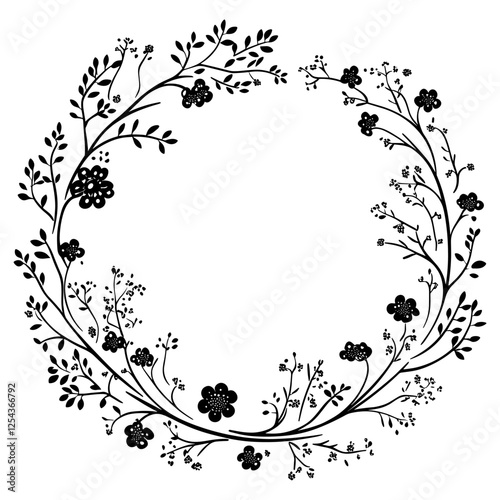 Simple small floral wreath art illustration pattern vector