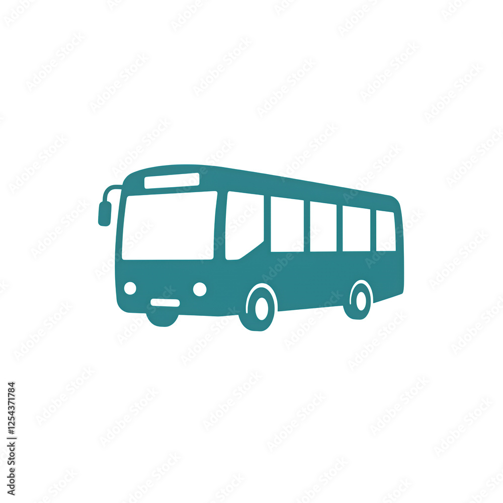 Teal Bus Icon on transparent background Simple Transportation Graphic Teal Bus Icon on transparent background Simple Transportation Graphic