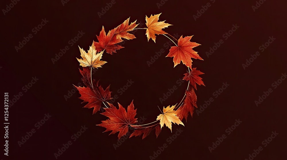 Fall round wreath with maple leaves SVG, autumn circle border SVG Fall round wreath with maple leaves SVG, autumn circle border SVG