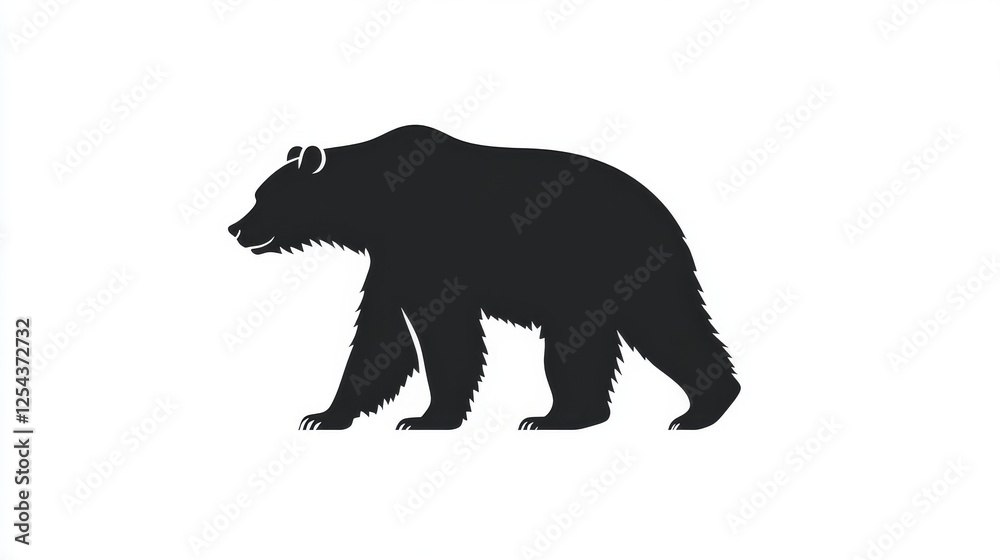 Fototapeta premium 82.A bold and striking vector silhouette of a bear, isolated on a white background. The bearâ€™s strong form is defined by sharp, minimalist lines, creating a simple yet powerful design perfect for