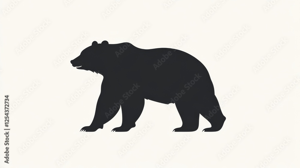84.A bold and modern vector illustration of a bear silhouette, standing strong in profile. The clean, simple lines emphasize the form and power of the bear, and the white background creates a 84.A bold and modern vector illustration of a bear silhouette, standing strong in profile. The clean, simple lines emphasize the form and power of the bear, and the white background creates a