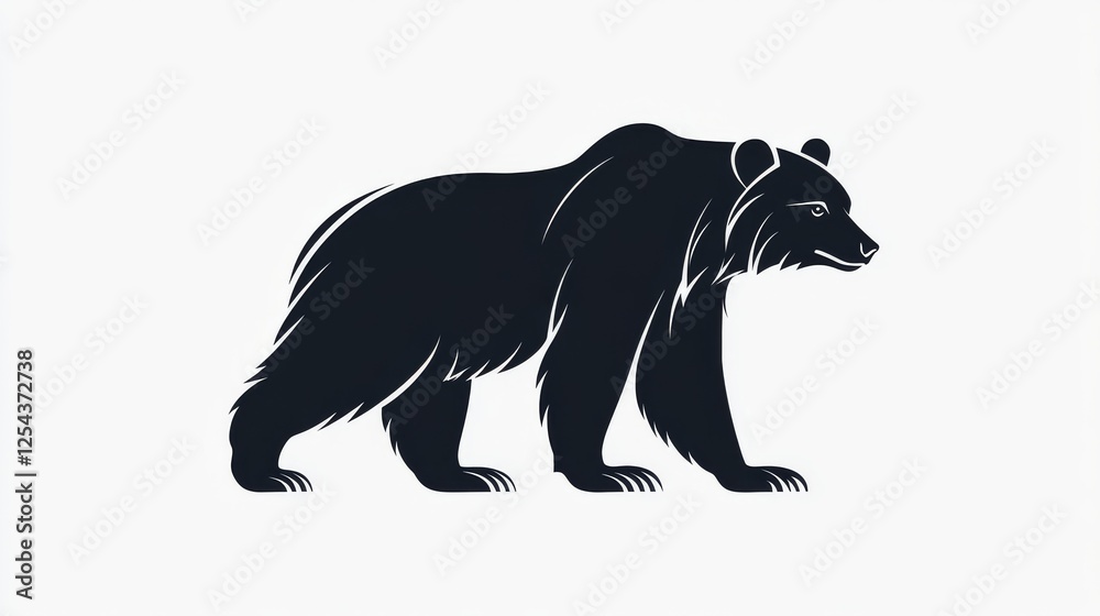 Fototapeta premium 82.A bold and striking vector silhouette of a bear, isolated on a white background. The bearâ€™s strong form is defined by sharp, minimalist lines, creating a simple yet powerful design perfect for