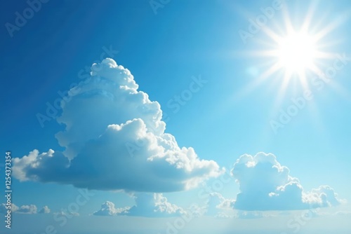 Fototapeta Naklejka Na Ścianę i Meble -  A few wispy clouds against a radiant blue sky, light, atmosphere, vast