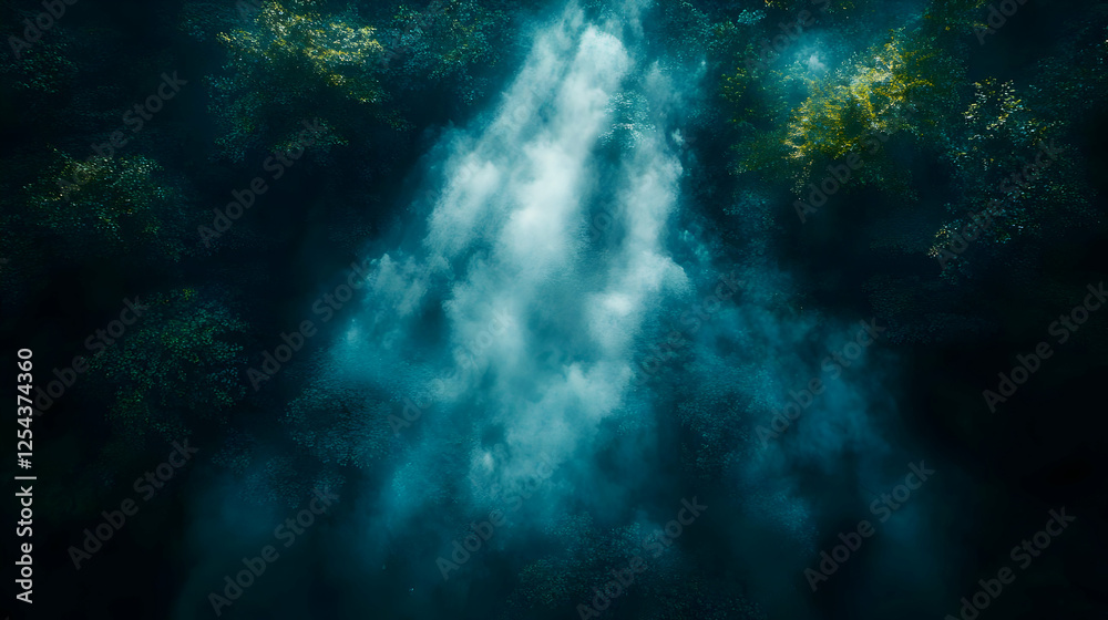 Fototapeta premium Teal Smoke And Gold Glitter Explosion