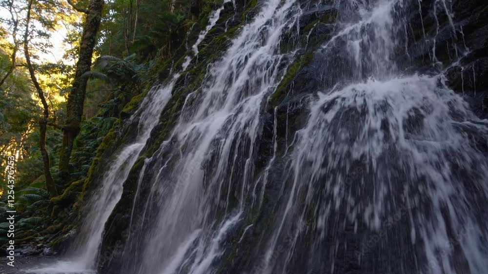 Lush Rainforest Waterfall Cascading into Emerald Pool Lush Rainforest Waterfall Cascading into Emerald Pool