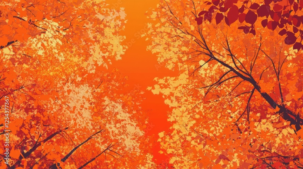 Orange fall leaves, autumn natural background with maple trees, autumnal landscape Orange fall leaves, autumn natural background with maple trees, autumnal landscape
