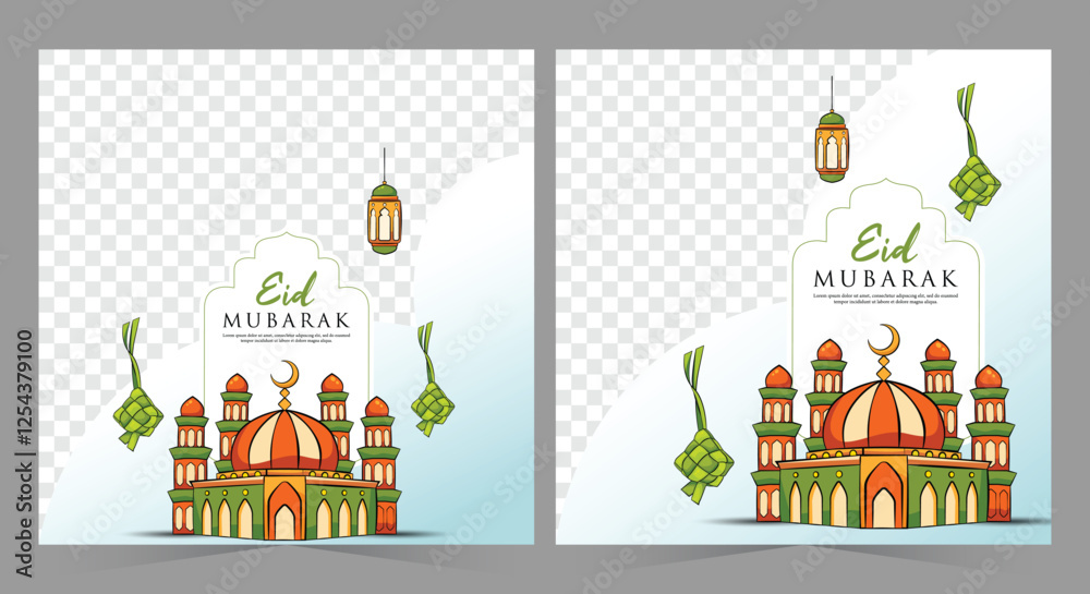 Fototapeta premium Islamic Eid al-Adha celebration design. Islamic social media post