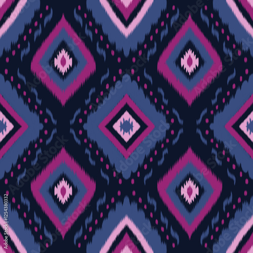 Geometric ethnic oriental ikat pattern traditional Design for background,carpet,wallpaper,clothing,wrapping,Batik,fabric,Vector illustration.embroidery style