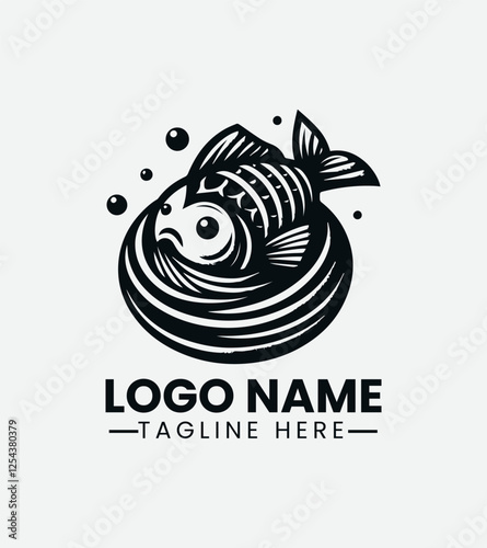 Taiyaki Fish Cake Logo Design, Japanese Fish Shaped Pastry Logo, Sweet Fish Snack Logo, Asian Dessert Logo, Street Food Logo