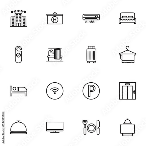 Hotel icons set