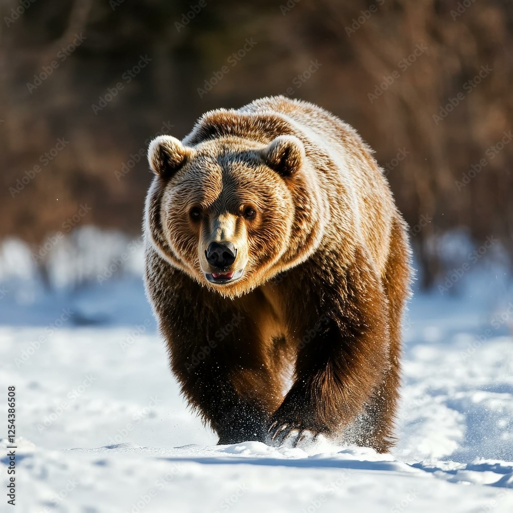 Fototapeta premium Grizzly Bear in Winter Snow