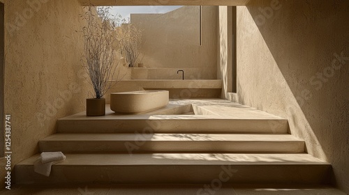 Serene modern bathroom interior featuring natural light and minimalist design elements