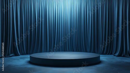 Dark Blue Backdrop with Circular Platform