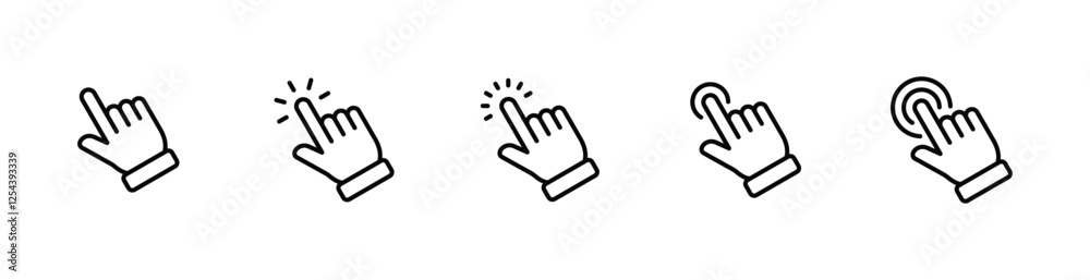 hand clicks icon set. pointer icon vectors hand clicks icon set. pointer icon vectors
