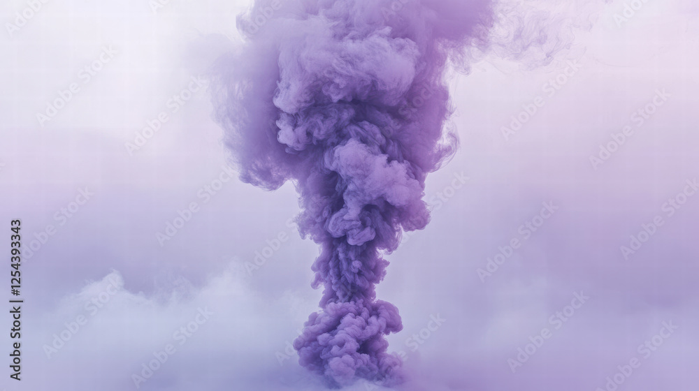 Naklejka premium Purple smoke rises dramatically, creating mystical and enchanting atmosphere. This captivating scene evokes sense of wonder and intrigue, perfect for Halloween or creative projects