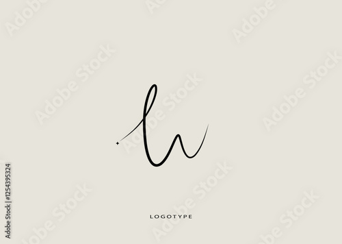 Vector logo in the shape of letter "l" or "w". Handwritten signature.  Elegant minimalist logotype. Business autograph.