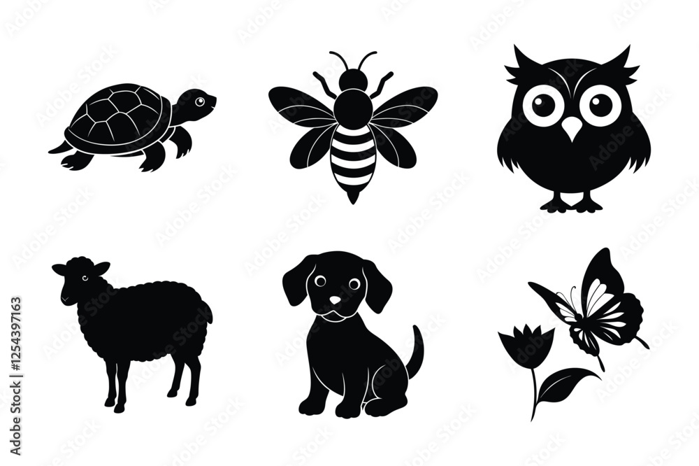 Set of animal silhouette vector illustration Set of animal silhouette vector illustration