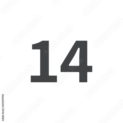 number 14 icon simple filled symbol vector