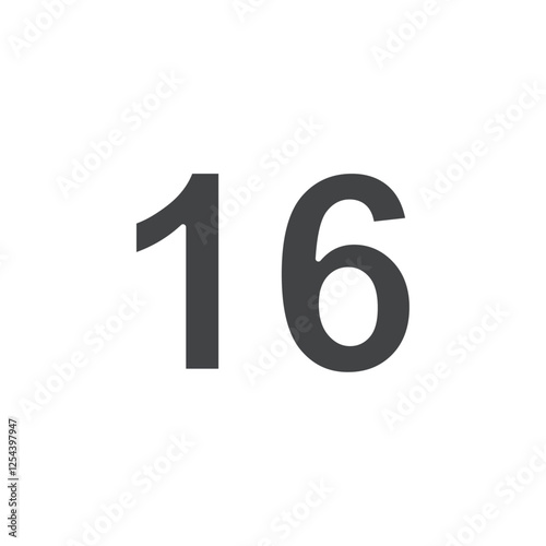 number 16 icon simple filled symbol vector