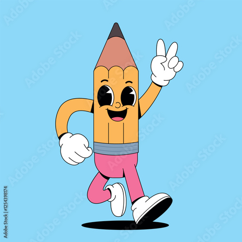 Cartoon pencil mascot