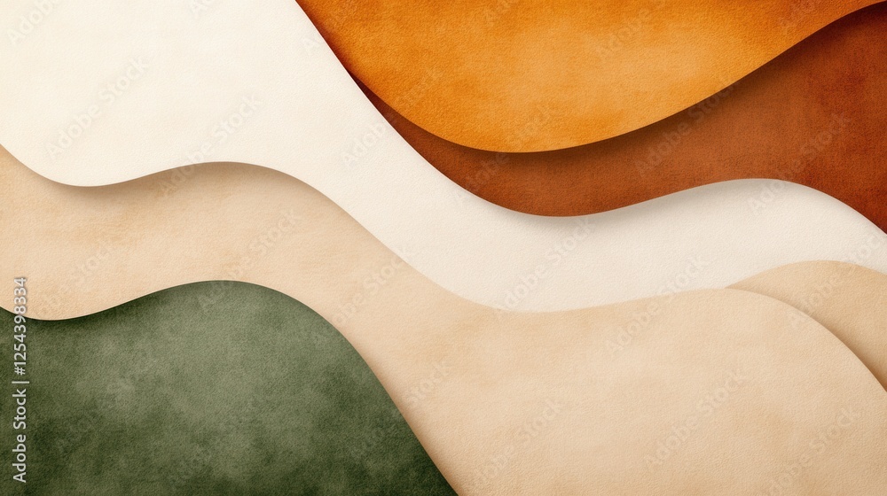 Abstract Earth Tones:  Fluid, organic shapes in muted earth tones create a calming and sophisticated abstract background.  The layered design features shades of cream, beige, burnt orange.