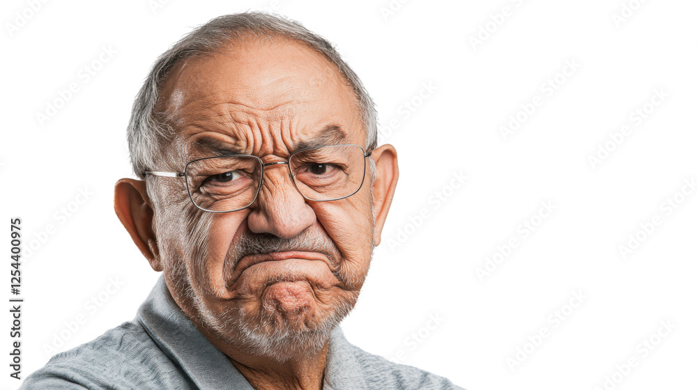 Senior man expressing disgust with transparent background Senior man expressing disgust with transparent background